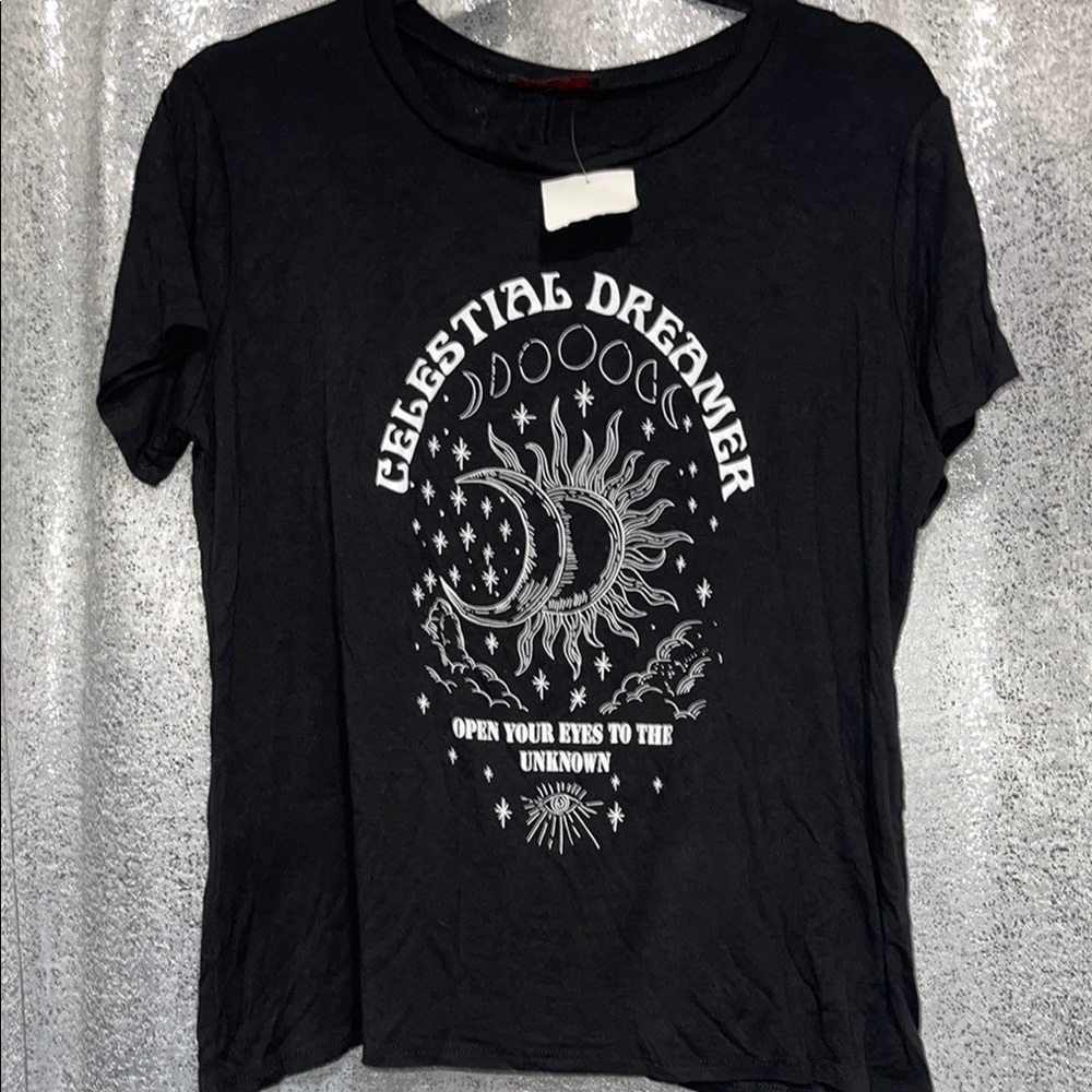 Celestial Dreamer Black Graphic Tee